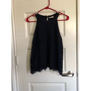 Navy Blue High Neck Top